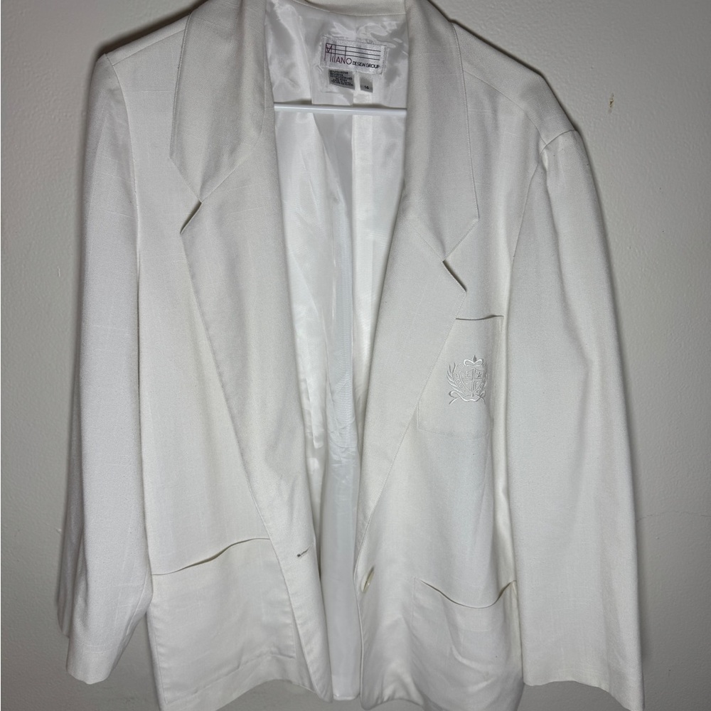 White Blazer with Embroidered Detail